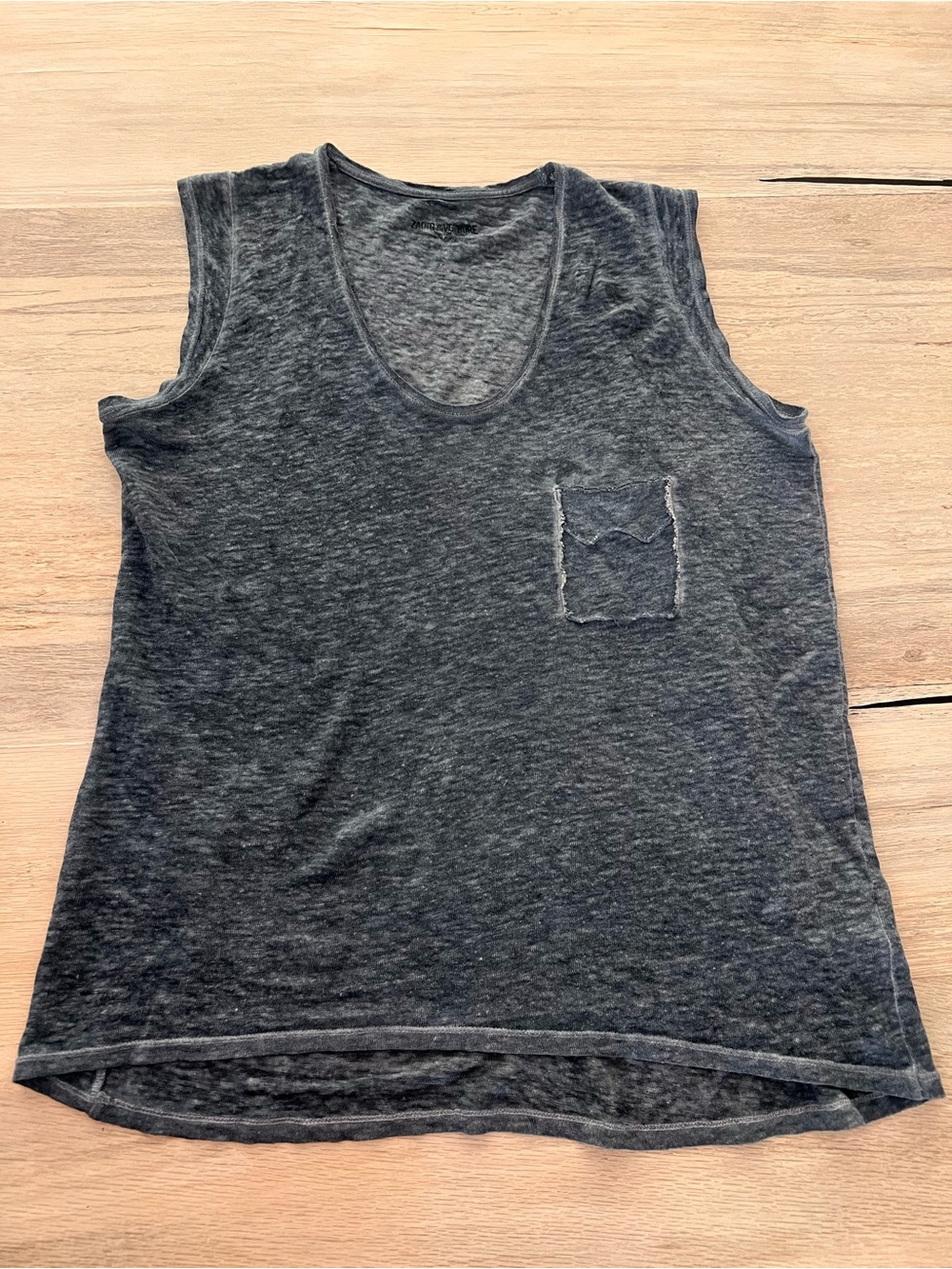 Zadig & Voltaire Dollyn Pocket Tank Top Linen Size Small  Blue